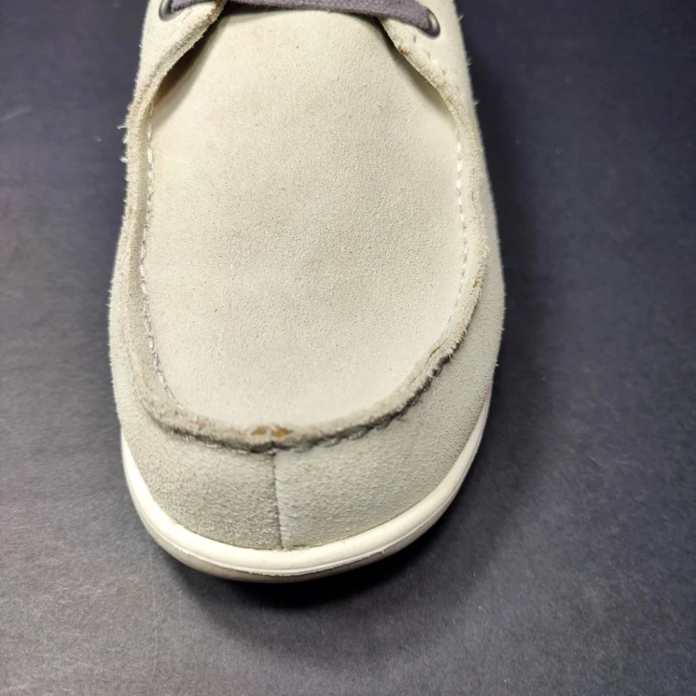 Crocs Santa Cruz 2 Eye Suede Loafer Light Grey Pearl White Men's 15365 Shoe Sz 8